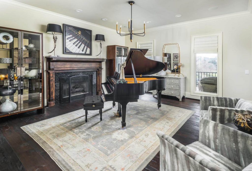 interior designed living room with grand piano